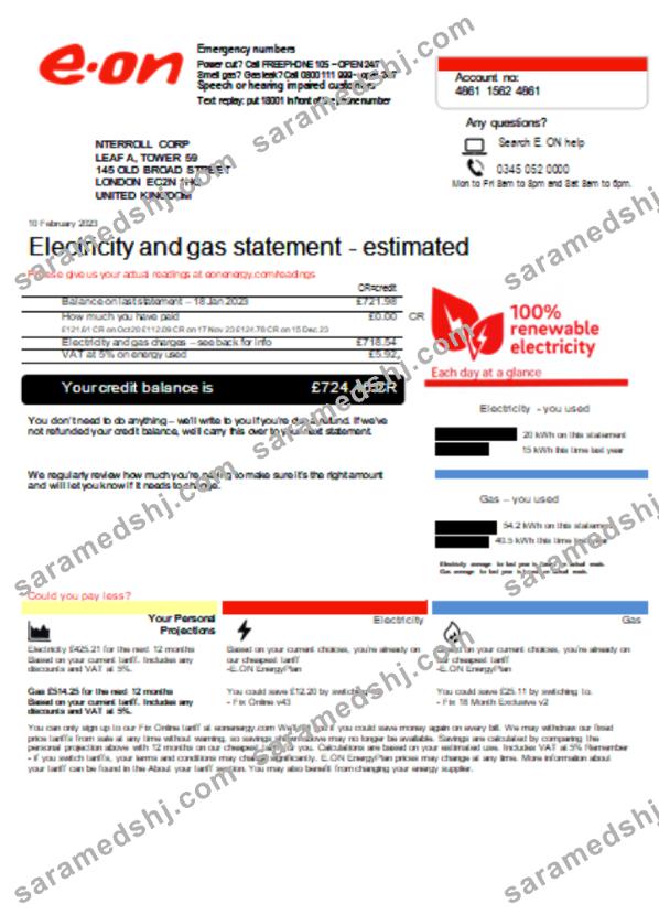 E.ON UK utility business bill, SCR1